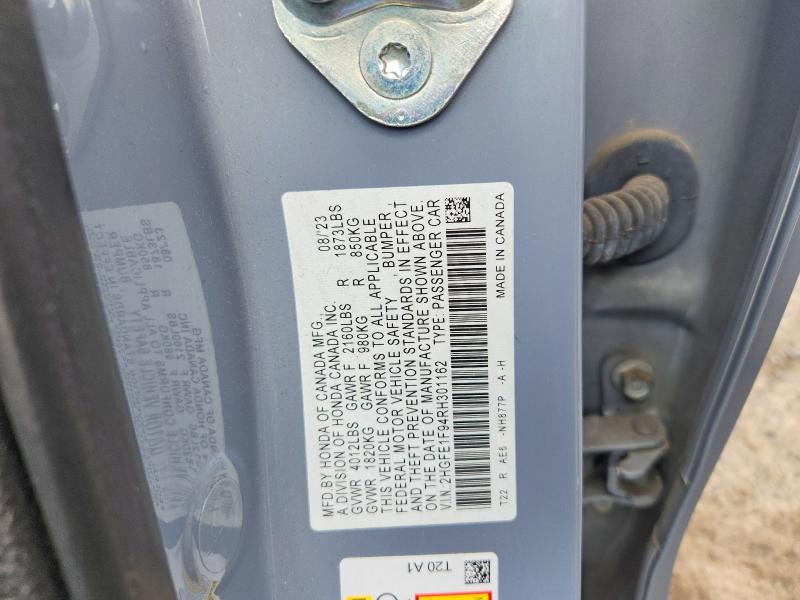 56460056 :رقم المزاد ، 2HGFE1F94RH301162 vin ، 2024 Honda Civic مزاد بيع