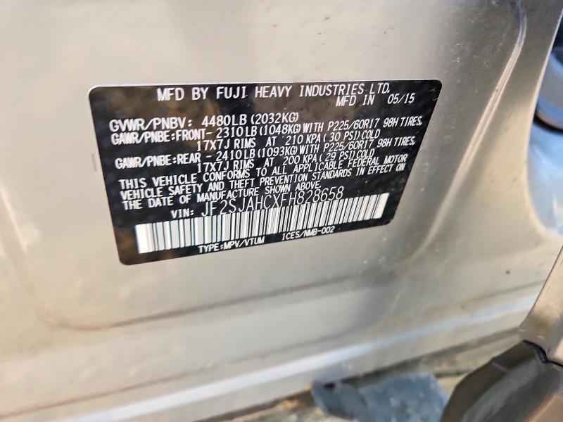 Продажа на аукционе авто 2015 Subaru Forester, vin: JF2SJAHCXFH828658, номер лота: 59145006