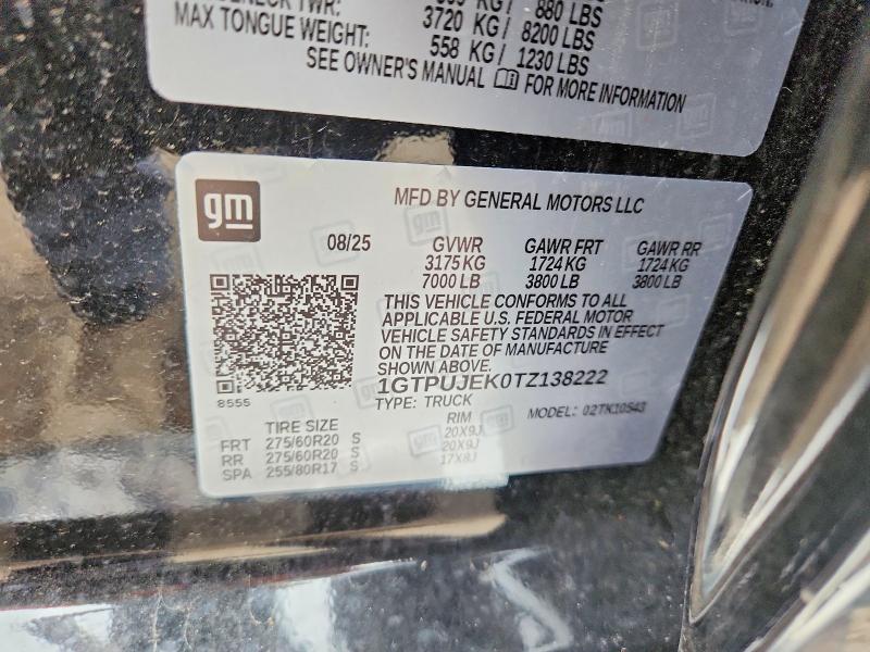 Продажа на аукционе авто 2026 Gmc Sierra, vin: 1GTPUJEK0TZ138222, номер лота: 57531106