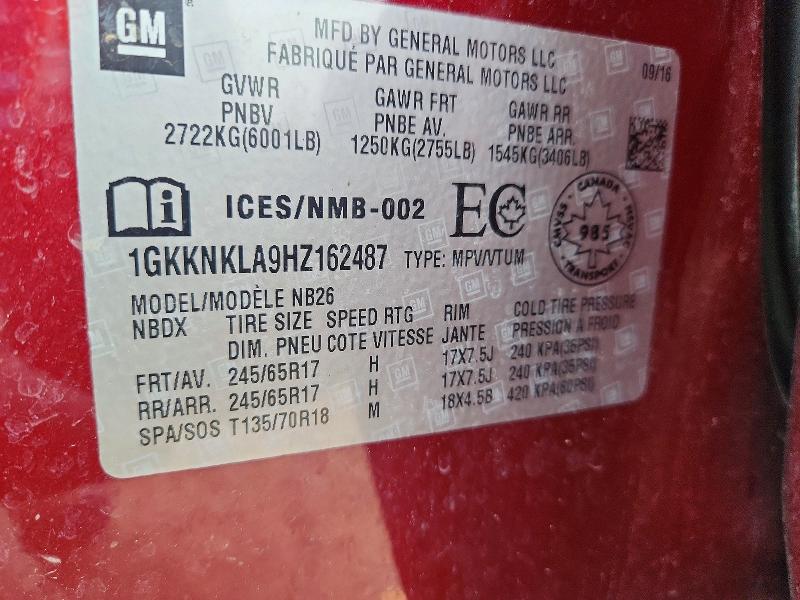 Продажа на аукционе авто 2017 Gmc Acadia, vin: 1GKKNKLA9HZ162487, номер лота: 57233716