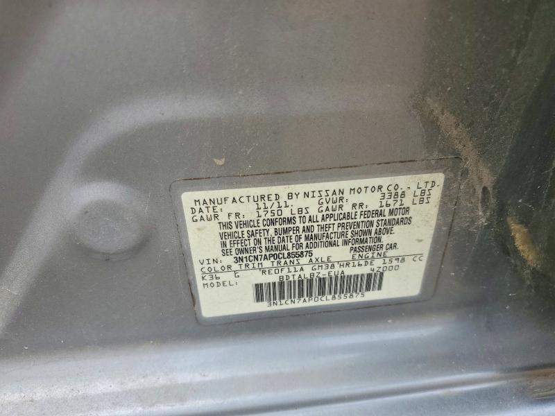 Продажа на аукционе авто 2012 Nissan Versa, vin: 3N1CN7AP0CL855875, номер лота: 55836506