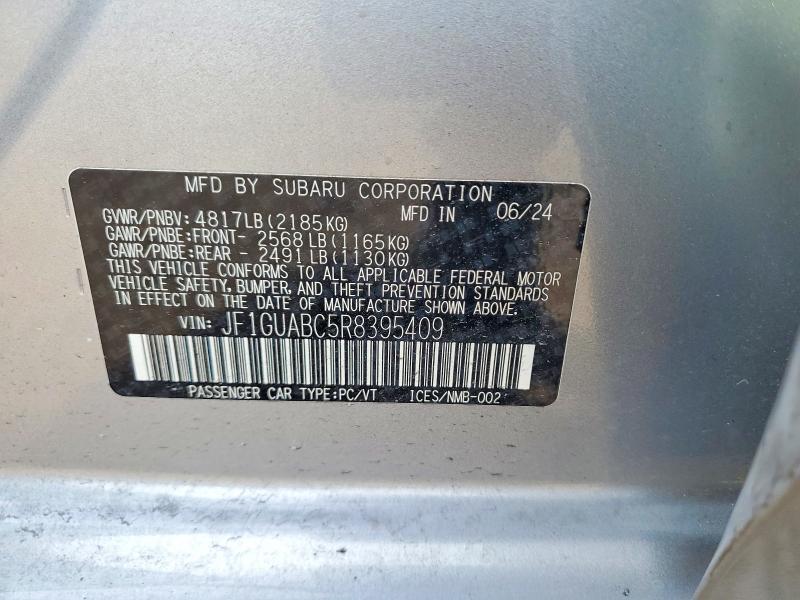 Aukcja sprzedaży 2024 Subaru Impreza, vin: JF1GUABC5R8395409, numer aukcji: 57994766