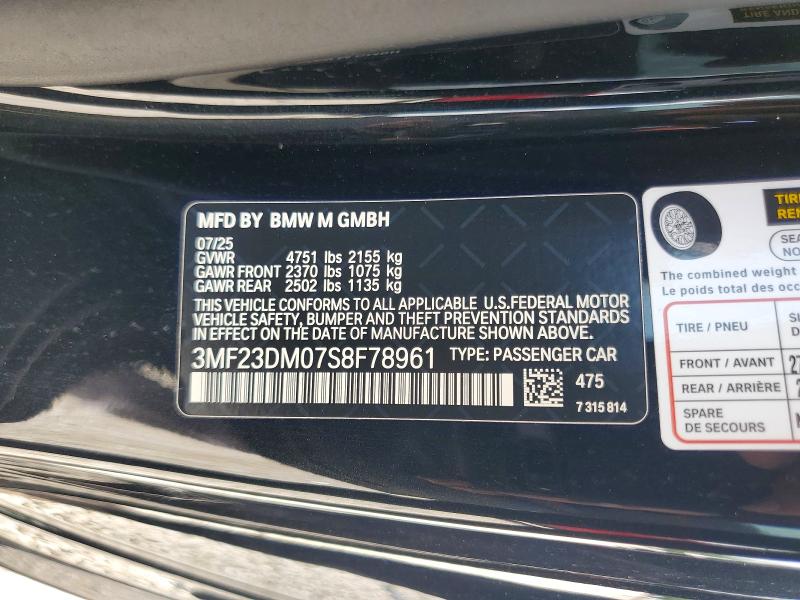 Aukcja sprzedaży 2025 Bmw M2, vin: 3MF23DM07S8F78961, numer aukcji: 57754806