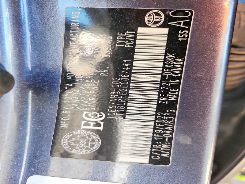 53956186 :رقم المزاد ، 2T1BURHE2EC067441 vin ، 2014 Toyota Corolla مزاد بيع