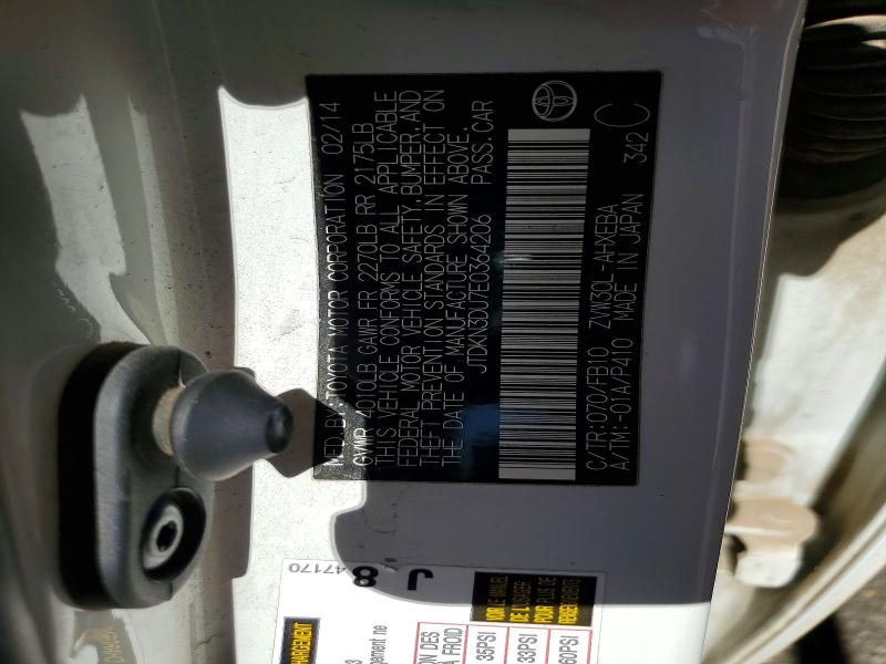 Aukcja sprzedaży 2014 Toyota Prius, vin: JTDKN3DU7E0364206, numer aukcji: 57015306