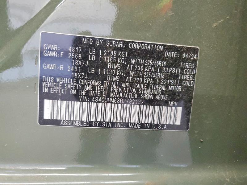Продажа на аукционе авто 2024 Subaru Crosstrek, vin: 4S4GUHM68R3792132, номер лота: 58900376