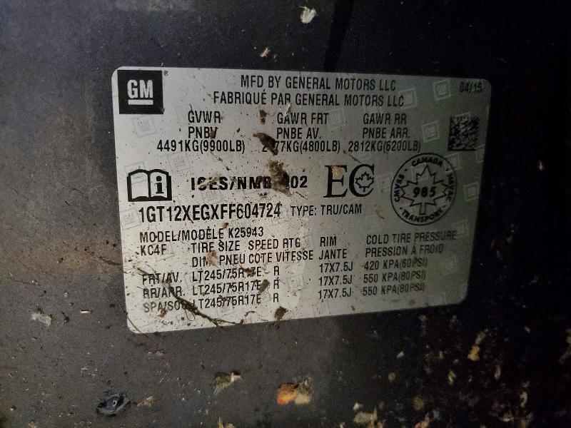 Aukcja sprzedaży 2015 Gmc Sierra, vin: 1GT12XEGXFF604724, numer aukcji: 57513276