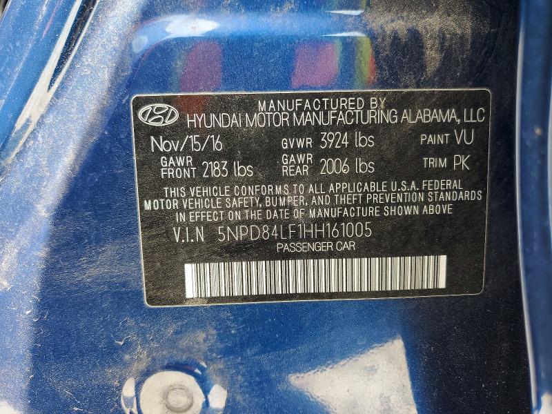 Продажа на аукционе авто 2017 Hyundai Elantra, vin: 5NPD84LF1HH161005, номер лота: 55909476