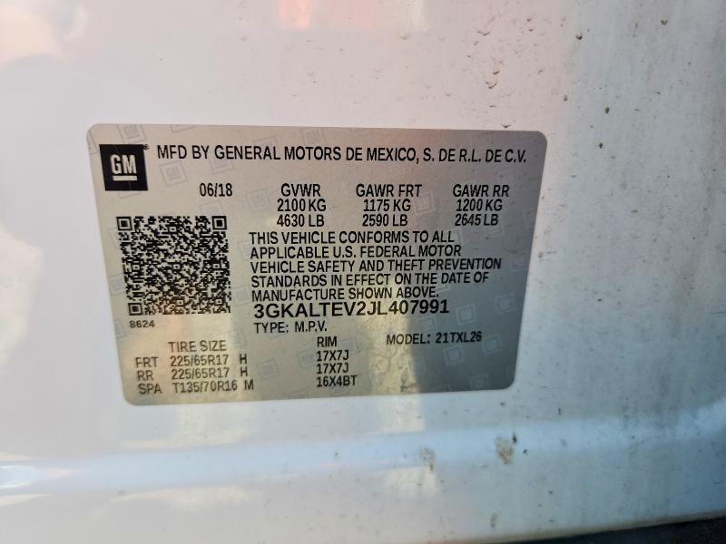Aukcja sprzedaży 2018 Gmc Terrain, vin: 3GKALTEV2JL407991, numer aukcji: 55996436