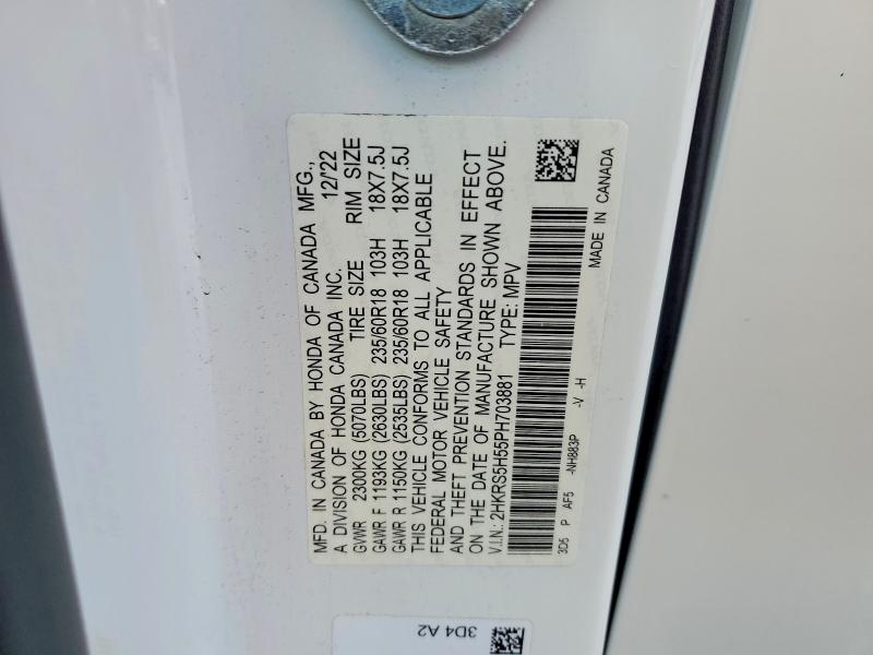 Aukcja sprzedaży 2023 Honda Cr-v, vin: 2HKRS5H55PH703881, numer aukcji: 58402706