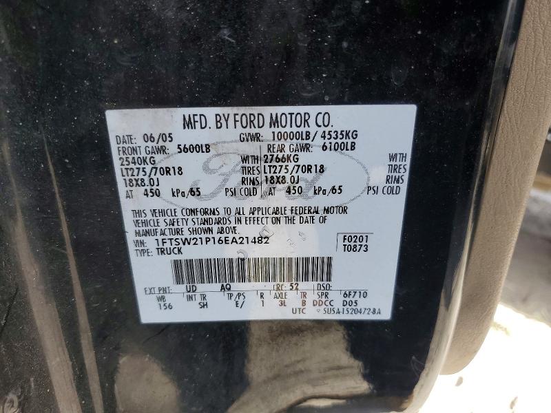 58479526 :رقم المزاد ، 1FTSW21P16EA21482 vin ، 2006 Ford F250 مزاد بيع