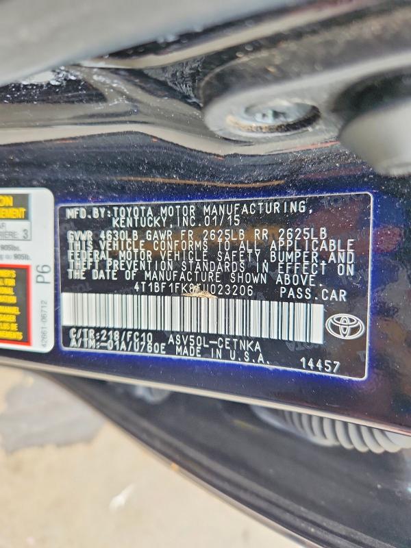 Продаж на аукціоні авто 2015 Toyota Camry, vin: 4T1BF1FK8FU023206, номер лоту: 57896446