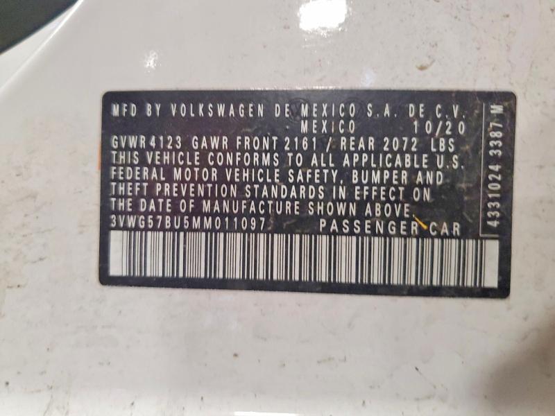 Aukcja sprzedaży 2021 Volkswagen Jetta, vin: 3VWG57BU5MM011097, numer aukcji: 58259046