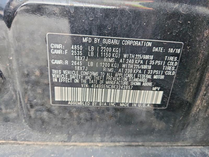 59086966 :رقم المزاد ، 4S4BSENC8K3242857 vin ، 2019 Subaru Outback مزاد بيع