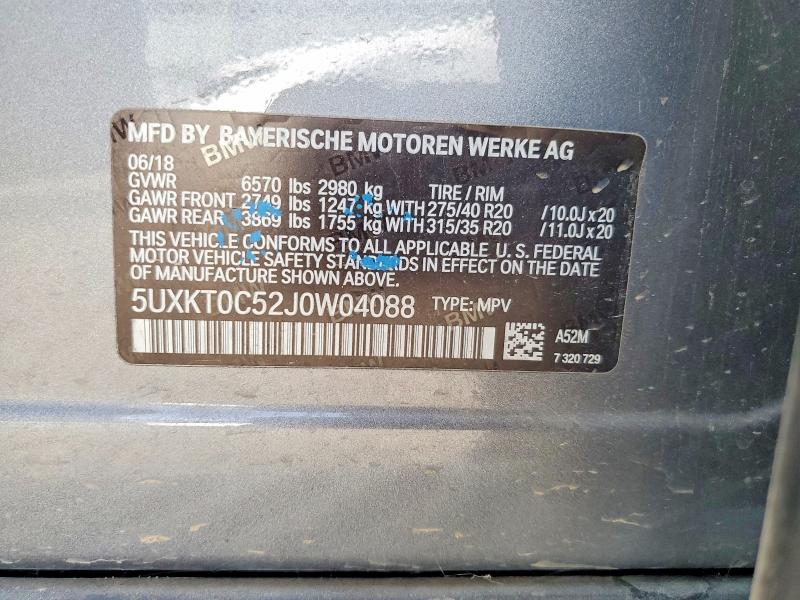 54883746 :رقم المزاد ، 5UXKT0C52J0W04088 vin ، 2018 Bmw X5 مزاد بيع
