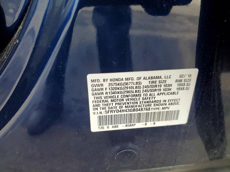 Aukcja sprzedaży 2016 Acura Mdx, vin: 5FRYD4H43GB048768, numer aukcji: 57205976