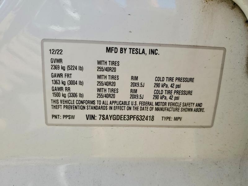 2023 Tesla Model Y მანქანა იყიდება აუქციონზე, vin: 7SAYGDEE3PF632418, აუქციონის ნომერი: 56429096
