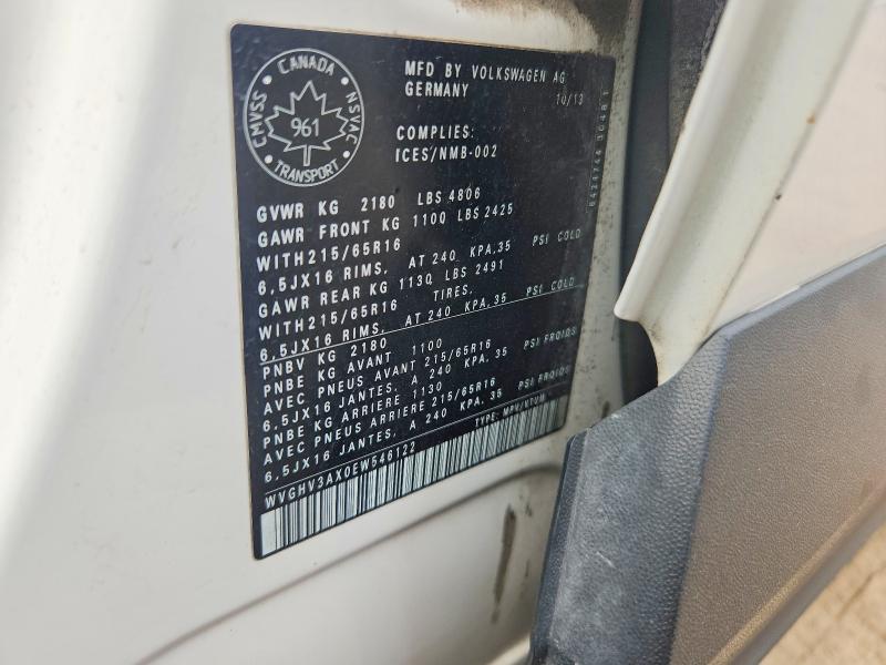 56768016 :رقم المزاد ، WVGHV3AX0EW546122 vin ، 2014 Volkswagen Tiguan مزاد بيع