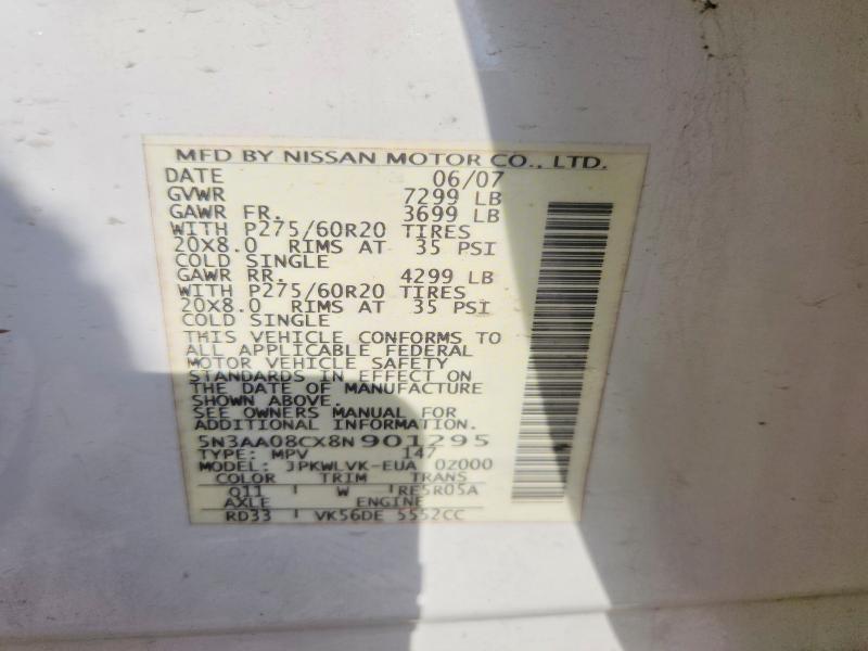 58993876 :رقم المزاد ، 5N3AA08CX8N901295 vin ، 2008 Infiniti Qx56 مزاد بيع