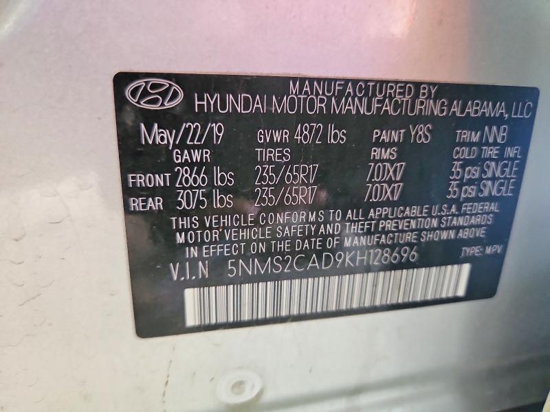 56847716 :رقم المزاد ، 5NMS2CAD9KH128696 vin ، 2019 Hyundai Sante Fe مزاد بيع