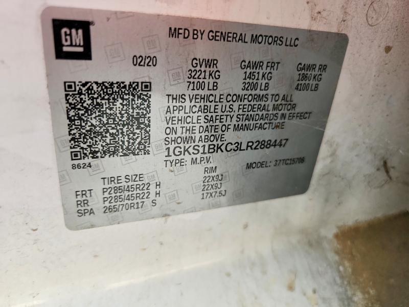 Aukcja sprzedaży 2020 Gmc Yukon, vin: 1GKS1BKC3LR288447, numer aukcji: 55324576