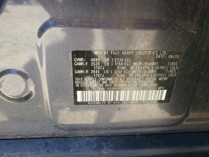 Продажа на аукционе авто 2016 Subaru Outback, vin: 4S4BSACC4G3224312, номер лота: 57713706