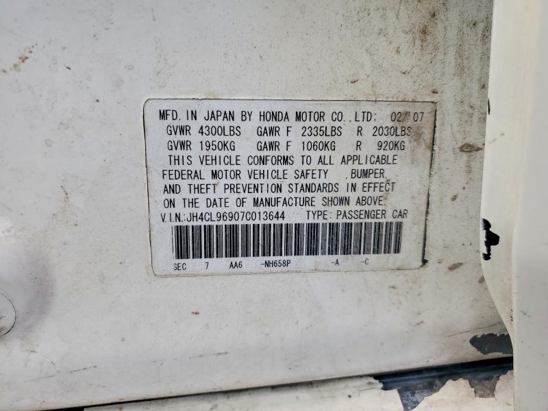 55806386 :رقم المزاد ، JH4CL96907C013644 vin ، 2007 Acura Tsx مزاد بيع