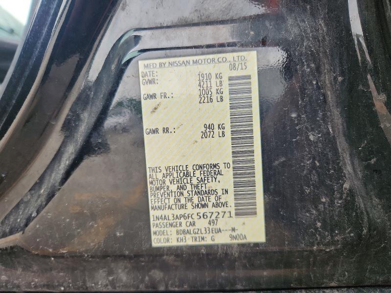 2015 Nissan Altima მანქანა იყიდება აუქციონზე, vin: 1N4AL3AP6FC567271, აუქციონის ნომერი: 57748386