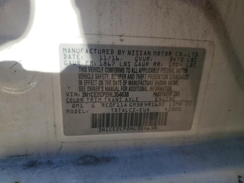 55794836 :رقم المزاد ، 3N1CE2CP2HL354638 vin ، 2017 Nissan Versa Note مزاد بيع