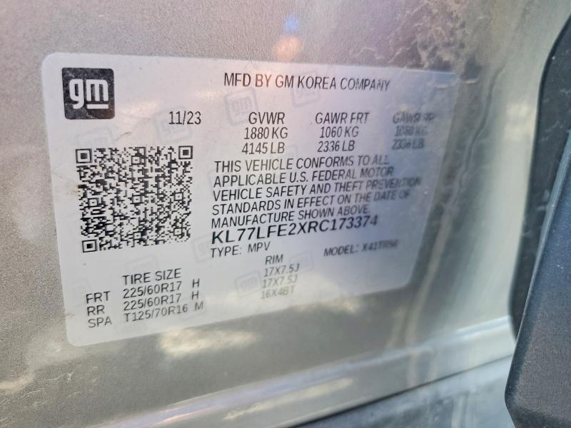 57386566 :رقم المزاد ، KL77LFE2XRC173374 vin ، 2024 Chevrolet Trax مزاد بيع