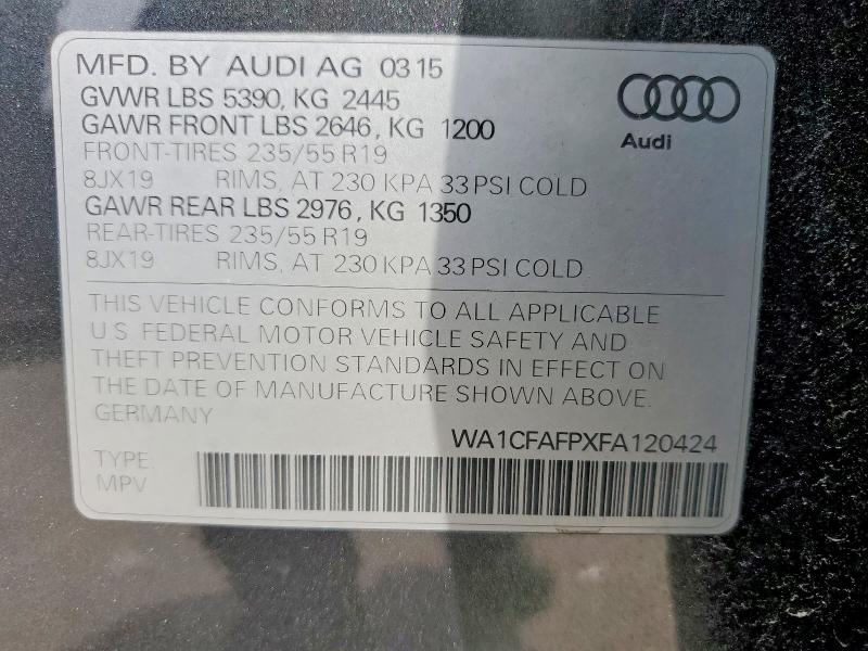Aukcja sprzedaży 2015 Audi Q5, vin: WA1CFAFPXFA120424, numer aukcji: 55587986