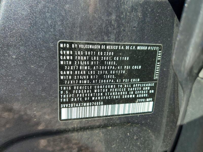 Продаж на аукціоні авто 2021 Volkswagen Tiguan, vin: 3VV2B7AX7MM074656, номер лоту: 58019286