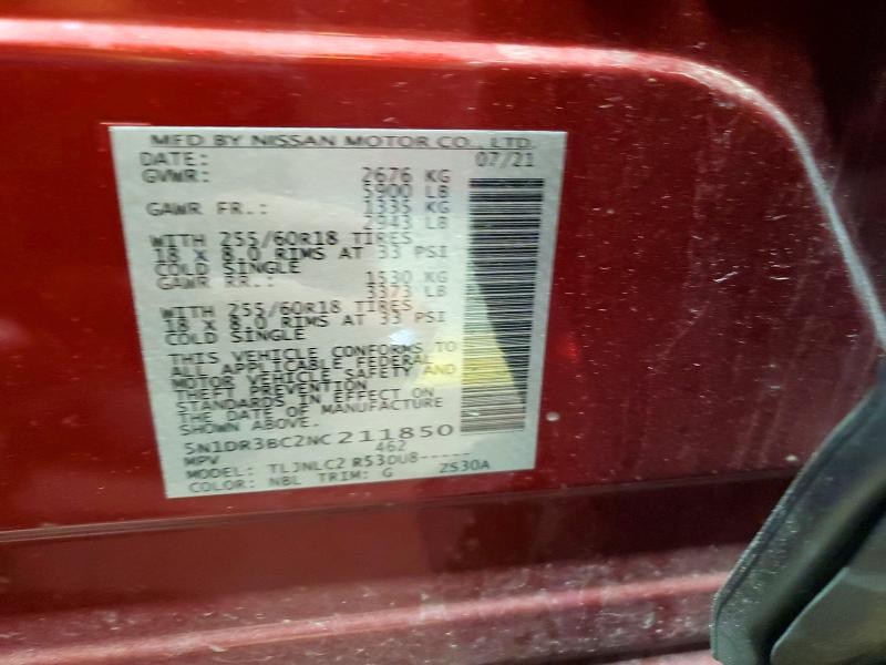 Aukcja sprzedaży 2022 Nissan Pathfinder, vin: 5N1DR3BC2NC211850, numer aukcji: 55427766