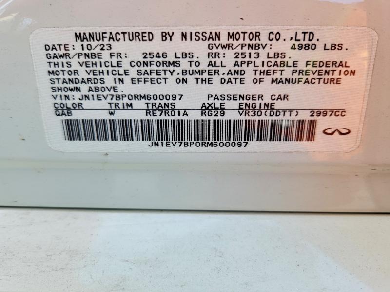 2024 Infiniti Q50 მანქანა იყიდება აუქციონზე, vin: JN1EV7BP0RM600097, აუქციონის ნომერი: 57727696