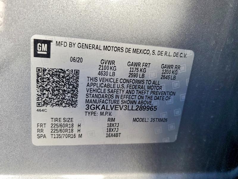 2020 Gmc Terrain მანქანა იყიდება აუქციონზე, vin: 3GKALVEV3LL289965, აუქციონის ნომერი: 58610286