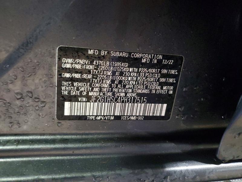 Продажа на аукционе авто 2023 Subaru Crosstrek, vin: JF2GTHSC4PH317515, номер лота: 57529476