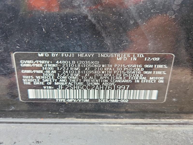 Продажа на аукционе авто 2010 Subaru Forester, vin: JF2SH6CC2AH761997, номер лота: 57911366