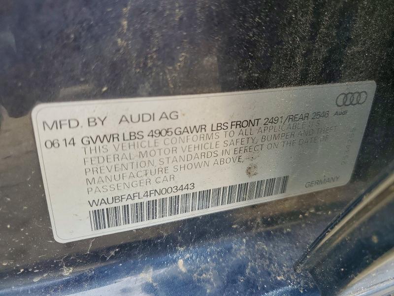 57419726 :رقم المزاد ، WAUBFAFL4FN003443 vin ، 2015 Audi A4 مزاد بيع