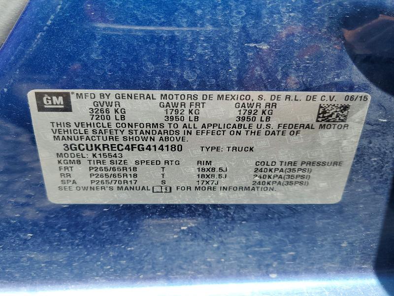 Aukcja sprzedaży 2015 Chevrolet Silverado, vin: 3GCUKREC4FG414180, numer aukcji: 55006546