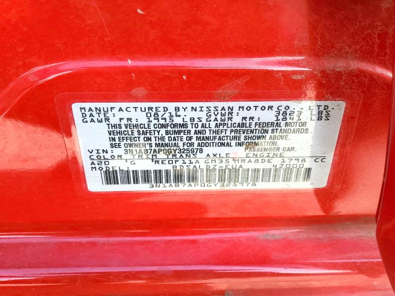 2016 Nissan Sentra მანქანა იყიდება აუქციონზე, vin: 3N1AB7AP0GY325978, აუქციონის ნომერი: 58889066