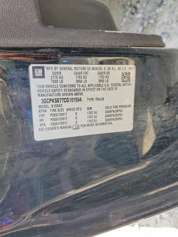 Продаж на аукціоні авто 2012 Chevrolet Silverado, vin: 3GCPKSE77CG101594, номер лоту: 58372926