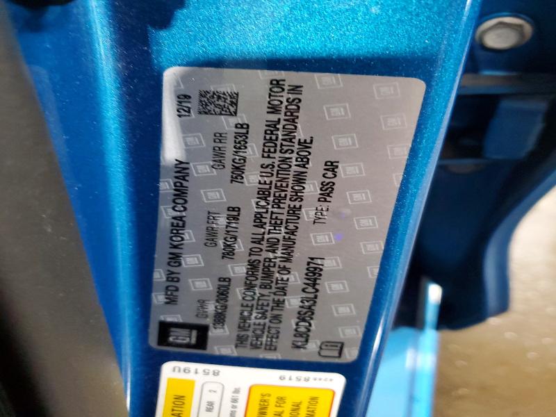 Auction sale of the 2020 Chevrolet Spark, vin: KL8CD6SA3LC449971, lot number: 57551516