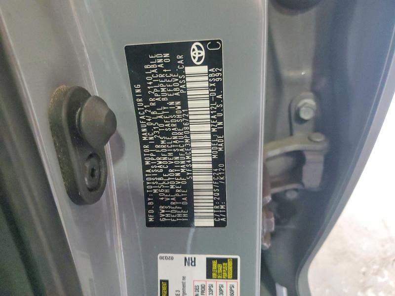 Продажа на аукционе авто 2021 Toyota Corolla, vin: 5YFS4MCE3MP086721, номер лота: 57827186