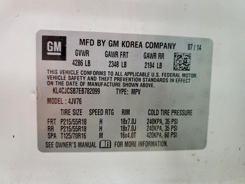 Продаж на аукціоні авто 2014 Buick Encore, vin: KL4CJCSB7EB782099, номер лоту: 58330466