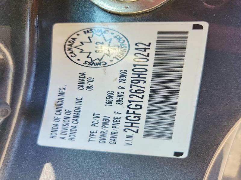 Aukcja sprzedaży 2009 Honda Civic, vin: 2HGFG12679H010242, numer aukcji: 55518366