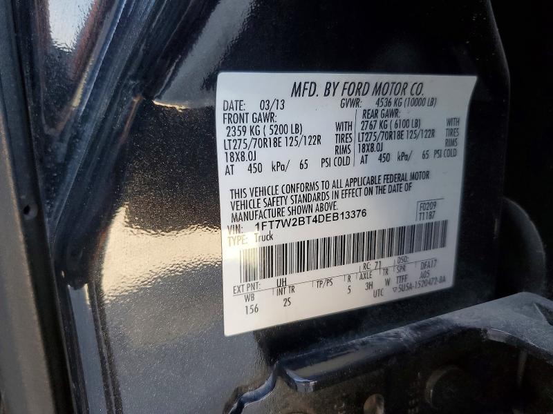 2013 Ford F250 მანქანა იყიდება აუქციონზე, vin: 1FT7W2BT4DEB13376, აუქციონის ნომერი: 57560666