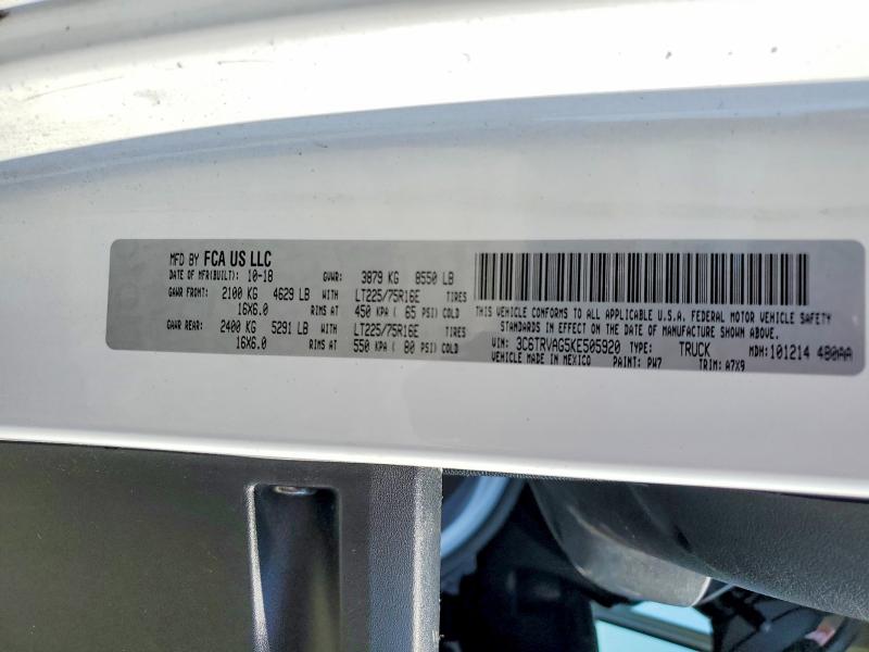 Продаж на аукціоні авто 2019 Ram Promaster 1500, vin: 3C6TRVAG5KE505920, номер лоту: 59294546