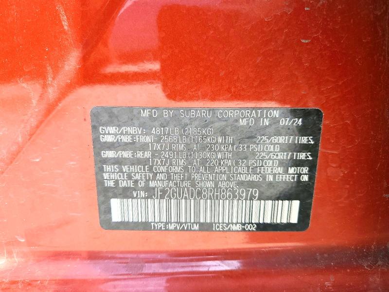 55467986 :رقم المزاد ، JF2GUADC8RH863979 vin ، 2024 Subaru Crosstrek مزاد بيع