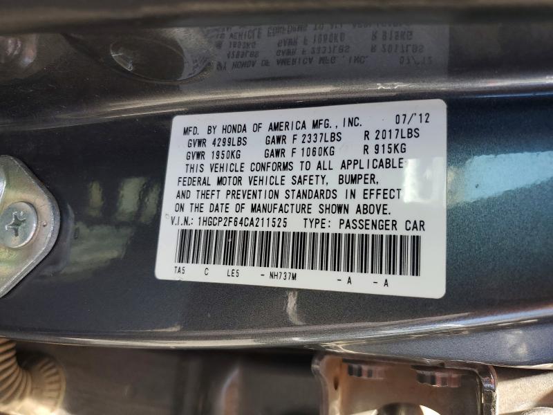 Aukcja sprzedaży 2012 Honda Accord, vin: 1HGCP2F64CA211525, numer aukcji: 56812756