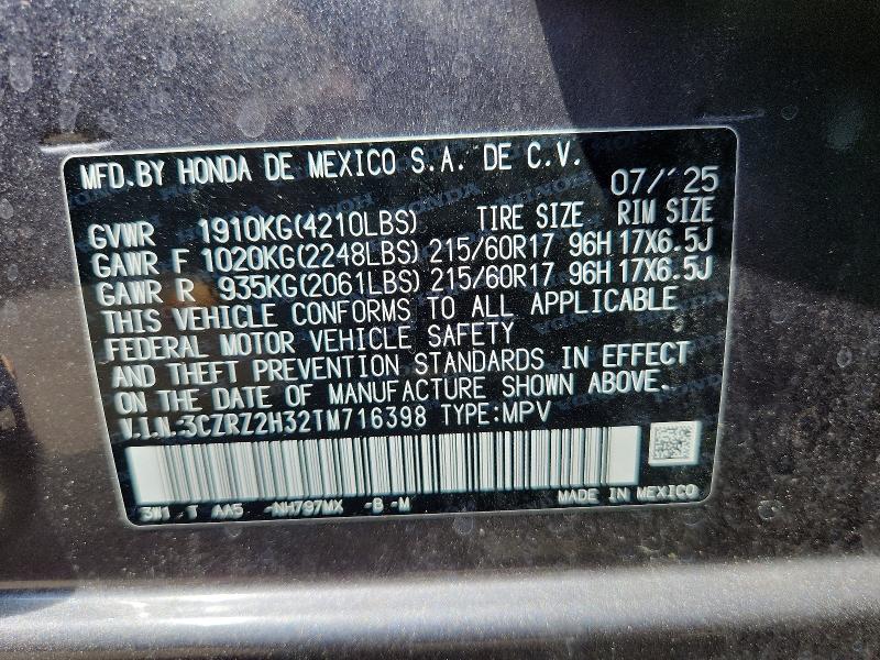 2026 Honda Hr-v მანქანა იყიდება აუქციონზე, vin: 3CZRZ2H32TM716398, აუქციონის ნომერი: 56566886